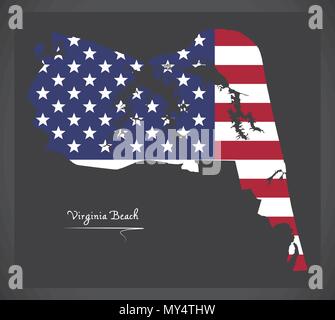 Virginia Beach VA plan avec American national flag illustration Illustration de Vecteur