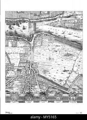 . English : Parti du plan de Rouen, réalisé par Gomboust en 1655. 7 avril 2009, 15:35:25. Jacques Gomboust 425 Plan 5 - partie sud de Rouen - Gomboust 1655 Banque D'Images