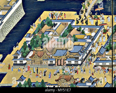 . Résidence du daimyo Matsudaira Tadamasa sur la partie centrale inférieure du deuxième panel, écran de gauche. 'Voir' d'Edo (Edo zu) Paire de paravents à six panneaux (17e siècle). 17ème siècle inconnue. par Marku cousu1988 Cette image panoramique a été créé avec Panorama images PerfectStitched peut différer de la réalité. Edo 153 l235-1239 Banque D'Images