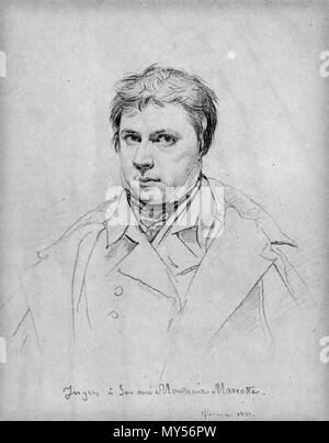 . English : Jean-Auguste-Dominique Ingres, autoportrait de 1822 dédicacé à Charles Marcotte, collection privée . 13 avril 2004, 19:30:31. Jean-Auguste-Dominique Ingres Ingres 258 Self Portrait 1822 Banque D'Images