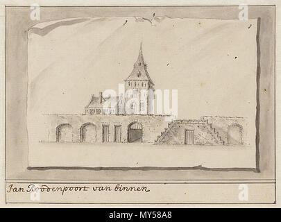 . Nederlands : Tekening van de Jan Rodenpoortstoren te Amsterdam . Entre 1715 et 1736. Antonina Houbraken (1686-1736) 268 Jan Rodenpoortstoren porte Amsterdam Antonina Houbraken Banque D'Images