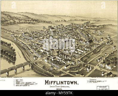 . Anglais : une vue à vol d'oiseau de Mifflintown, New York à partir de 1895. Carte de vue ; pas à l'échelle. . (1895) du 362, New York Mifflintown carte de vue générale par Fowler (1895). loc call no G3824M-H008027 Banque D'Images