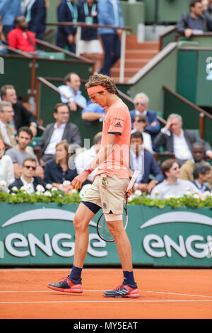 Paris, France. 5 juin, 2018. Alexander Zverev (GER) Tennis : Alexander Zverev de l'Allemagne pendant la masculin quart de finale du tournoi de tennis contre Dominic Thiem de l'Autriche à la Roland Garros à Paris, France . Credit : AFLO/Alamy Live News Banque D'Images