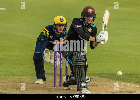 London,UK. 6 juin, 2018. Rory Burns pour Surrey au bâton contre Glamorgan dans le Royal London Simatai Cup match à l'Ovale. David Rowe/Alamy Live News. Banque D'Images