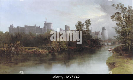 . Anglais : Château de Windsor de la Thames, signé 'J. R. Allan' (en bas à gauche) huile sur toile 61 × 106,7 cm. 19e siècle. J.R. 34 Allen Allen, JR - Château de Windsor 19e siècle Banque D'Images