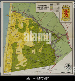 Schoorl en de Staatsduinen 1950. "Wandelkaart van de gemeente Amsterdam en de Staatsduinen" rechtsboven gemeentewapen, rencontré en legenda. Vervaardiger : Onbekend Catalogusnummer : PR 1005144 Banque D'Images