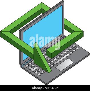 La technologie de l'ordinateur portable d'illustration vectorielle, flèche à 360 degrés Illustration de Vecteur