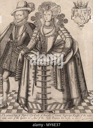 . Portrait de Robert Carr, 1er comte de Somerset, et sa femme, Frances Carr, comtesse de Somerset . vers 1615. Reginold Elstrack 457 Robert Carr je Frances Howard Banque D'Images