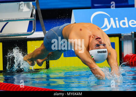 BUDAPEST, HONGRIE - 24 juillet : Gabor Balog de Hongrie dans la mens 100m dos lors de la 11 journée du monde de la FINA à Duna Arena le 24 juillet 2017 à Budapest, Hongrie. (Photo de Roger/Sedres ImageSA/Gallo Images) Banque D'Images