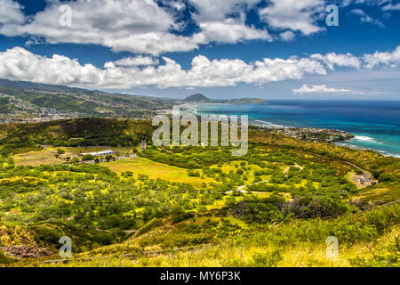 Vue panoramique sur Diamond Head Crater o Oahu, Hawaii Banque D'Images