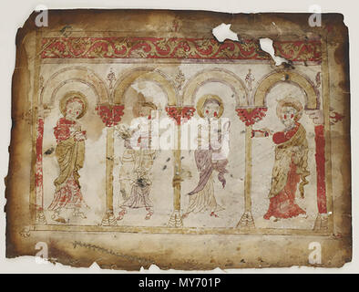 . Anglais : Portrait des évangélistes à partir d'un Évangile Opaque 11e siècle aquarelle, encre et d'or sur parchemin H : 33,4 W : 25.1 cm Achat de l'Arménie F1947.3 . 11e siècle. Freer Gallery of Art 433 Portrait de l'un des évangélistes Gospe Banque D'Images