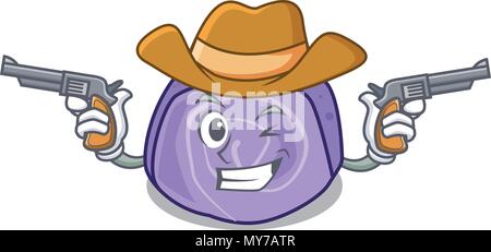 Gâteau aux bleuets Cowboy roll cartoon caractère Illustration de Vecteur