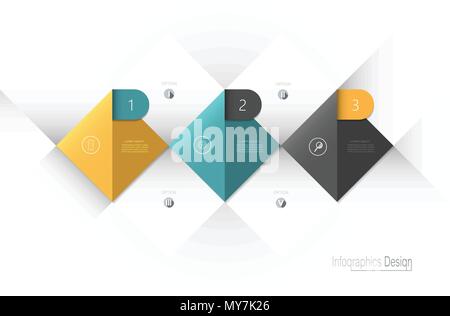 Infographie vectorielle étiquette 3d, conception de modèles. Concept d'affaires, avec 3 options d'infograph nombre, étapes ou de processus. Élément utilisé pour layo infographique Illustration de Vecteur