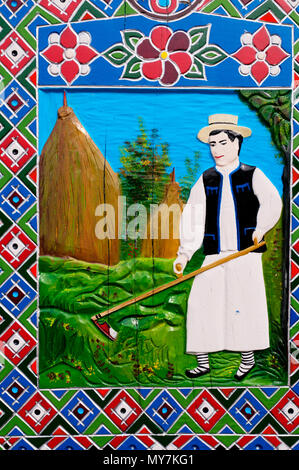 Le Cimetière Joyeux est célèbre pour ses pierres tombales colorés avec des peintures naïves décrivant les personnes qui y sont enterrés, ainsi que des scènes de la Banque D'Images