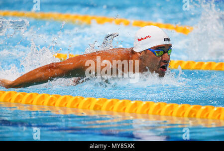 BUDAPEST, HONGRIE - 25 juillet : Chad le Clos d'Afrique du Sud, à la chauffe de la mens 200m papillon lors de la 12 journée du monde de la FINA à Duna Arena le 25 juillet 2017 à Budapest, Hongrie. (Photo de Roger/Sedres ImageSA/Gallo Images) Banque D'Images