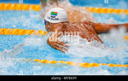 BUDAPEST, HONGRIE - 25 juillet : Chad le Clos d'Afrique du Sud, à la chauffe de la mens 200m papillon lors de la 12 journée du monde de la FINA à Duna Arena le 25 juillet 2017 à Budapest, Hongrie. (Photo de Roger/Sedres ImageSA/Gallo Images) Banque D'Images