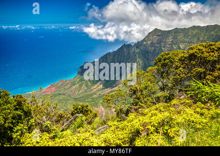 Vue panoramique sur Kalalau Valley, Kauai, Hawaii Banque D'Images