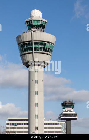 Tour de contrôle de la circulation aérienne, l'aéroport Schiphol d'Amsterdam, en Hollande du Nord, Pays-Bas, Banque D'Images