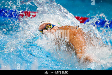 BUDAPEST, HONGRIE - 26 juillet : Dominik Kozma de Hongrie dans la chauffe de la mens 100m nage libre lors de la 13e journée du Championnat du Monde de la FINA à Duna Arena le 26 juillet 2017 à Budapest, Hongrie. (Photo de Roger/Sedres ImageSA/Gallo Images) Banque D'Images