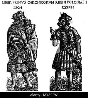 . Illustration de Chronica Polonorum . Maciej Miechowita 112 Chronica Polonorum Lech &AMP ; République tchèque Banque D'Images