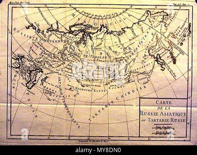 . Français : Carte de Louis Brion de la Tour, décrivant la russie asiatique alors also nommée la Tartarie russe ou aujourd'hui, Sibérie. La technique utilisée est de la gravure sur cuivre. Cette carte est publiée dans : Histoire universelle depuis le commencement du monde jusqu'à présent, livre 65 - L'histoire de russe jusqu'à la mort d'Alexis Michaelowitz en 1676. Il est édité à Paris chez moutard. Anglais : Carte de Louis Brion de la Tour, représentant de la Russie Asiatique, aussi appelée Fédération de Tartarie, et maintenant de la Sibérie. Il s'agit d'une gravure sur cuivre, publié dans 'Histoire universelle depuis le commentaire Banque D'Images