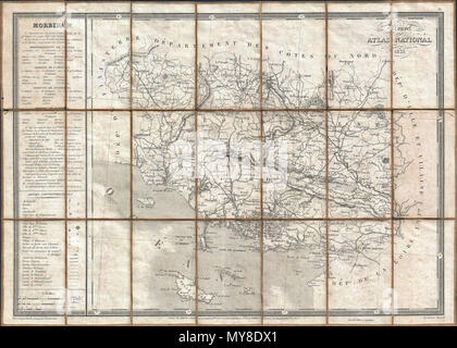 . Morbihan - Nouvel Atlas 1833 National. Anglais : Une rare et très belle 1833 Carte de la région de Morbihan Bretagne (Breton ou Bretagne), France. Couvre toute la province du Département de Finisterre pour le Département de la Loire. Morbihan est une des plus belles de la Breton connu pour ses coûts de nombreuses îles, dont beaucoup sont aujourd'hui une propriété privée par les stars de cinéma, les politiciens, bien connu des musiciens et d'autres personnes influentes. Morbihan est nommé pour sa plus rare, une grande mer intérieure à proximité de Vannes, lui-même appelé le Morbihan. Cette régions ia aussi l'accueil de le Mysterio Banque D'Images