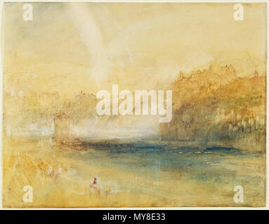 . Anglais : Joseph Mallord William Turner, britannique, 1775-1851 chutes du Rhin de Schaffhouse, ca. 1841 aquarelle rehaussée de craie blanche sur graphite avec des touches de crayon et encre de couleur brun et le grattage sur papier vélin blanc préparé avec du gris 22,6 x 28,8 cm lavage. (8 7/8 x 11 5/16 in.) Musée Achat, don de Mme Millard Meiss et le Fonds Surdna x1982-48 . circa 1841 6 1841, Turner, J.M.W., chutes du Rhin de Schaffhouse Banque D'Images