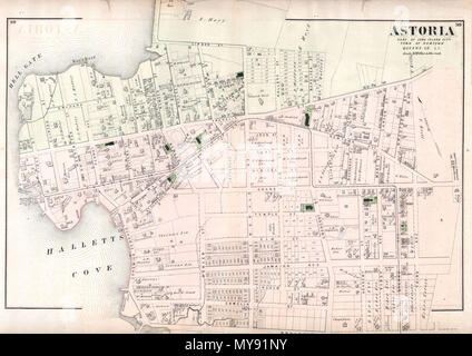 . Astoria, partie de Long Island City, ville de Newtown, Queens, Co. L.I. Anglais : un rare exemple de Fredrick W. Beers' plan de la partie sud de l'Astoria, Queens, New York. Publié en 1873, ce magnifique carte couvre de Hells Gate et Halletts Cove vers l'est en ce qui concerne le troisième Ave et la "Lorrenz Wiegand et's Hot". Les noms de rue ont depuis longtemps changé, mais par l'estime d'aujourd'hui cette carte couvre, en gros, à partir de la 1e Rue vers l'Est jusqu'à 34e ou la 35e rue et de la 24e rue et avenue Hoyt vers le sud jusqu'à Broadway. Plus de détails les maisons des propriétaires fonciers individuels et les familles. Ce Banque D'Images