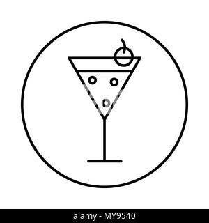 Dans l'icône Cocktail Circle line, symbole conique dans un cercle, sur fond blanc. Vector design iconique. Illustration de Vecteur