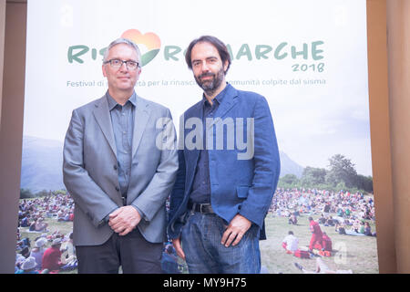 Rome, Italie. 06 Juin, 2018. L'acteur italien Neri Marcorè et organisateur présente l'édition 2018 du Festival d'RisorgiMarche à la presse, où de grands chanteurs italiens se produira dans le suggestif des cadres naturels de la région des Marches et, en particulier, dans les territoires les plus affectés par le tremblement de terre de 2016 Crédit : Matteo Nardone/Pacific Press/Alamy Live News Banque D'Images