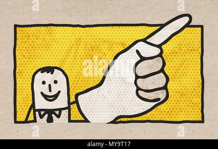 Cartoon Businessman with Big Doigt Banque D'Images