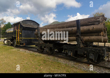 La branche est & Lincoln Railroad Porter 50 tonnes moteur réservoir selle locomotive sur l'affichage à Loon Mountain le long de la Kancamagus Scenic Byway. Banque D'Images