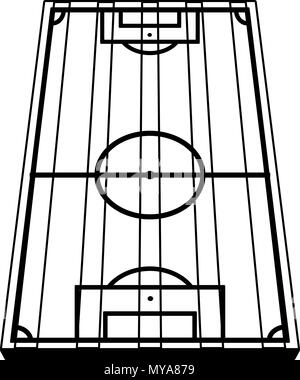 Vue de dessus du terrain de soccer en noir et blanc Illustration de Vecteur