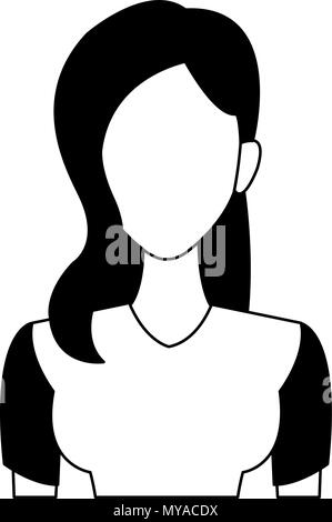 Girl Portrait Sans Visage Noir Et Blanc Vecteurs Et