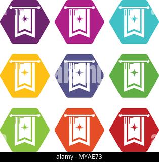 Drapeau chevalier icons set 9 vector Illustration de Vecteur