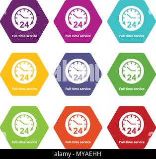 Service à temps plein icons set 9 vector Illustration de Vecteur