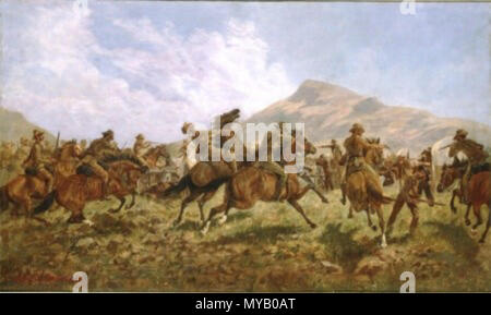 . Anglais : Les Australiens et les Néo-Zélandais à Klerksdorp, 24 mars 1901 par Charles Hammond (1904, huile sur toile, 77 cm x 127,6 cm). AWM Légende : étant le moment furieux décrit dans cette peinture est produite au cours d'une opération près de Klerksdorp dans le Transvaal, à environ 160 kilomètres au sud-ouest de Johannesburg, pendant les opérations de Metheun Seigneur dans le quartier après la chute de Klerksdorp lui-même, contre les forces du général Boer de la Rey. Ce travail d'art a été inspirée par une illustration de l'artiste militaire britannique R Caton Woodville, paru dans 'l'Illustrated London News'. 1904. Charles Hammond 5 Banque D'Images