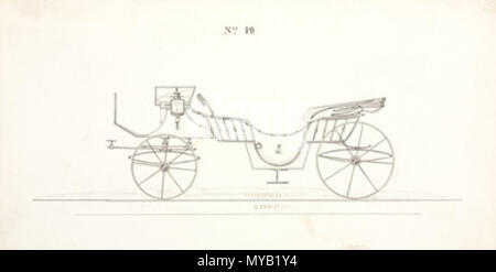 . Dessin d'une conception pour une calèche tirée par des chevaux produits par l'coachbuilders Hooper & Co., l'entreprise a été créée en 1807 à Haymarket, Londres, ont obtenu leur premier patronage royal en 1830, et acquis une réputation de qualité inégalée et de l'artisanat. Au 20e siècle, ils sont passés à la construction de carrosseries pour voitures particulières, et sont surtout connus pour leur association avec Rolls-Royce Ltd . avant 1900. 64 anonyme calèche, 1850-1900 Banque D'Images