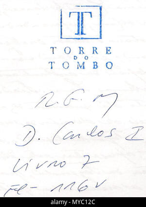 . Anglais : Registo Geral das Mercês de D. Carlos I . 11 octobre 2013, 11:49:41. Arquivo Torre do Tombo 120 Comendador 2 carimbo Banque D'Images