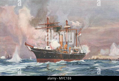 . 'Bien Fait Condor'. Le bombardement d'Alexandrie, 1882 . Publié dans Britannia's pavois, 1901. Lithographie D'après une peinture de Charles Dixon (1872-1934) 121 bombardement d'Alexandrie Banque D'Images