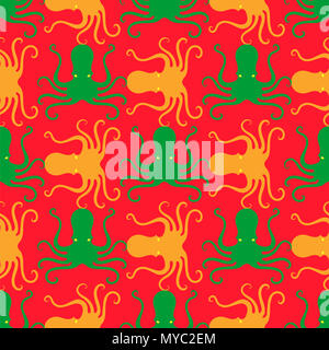 Pieuvre colorée transparente icône Modèle. Stilized design texturé. Modèle de fruits de mer. Banque D'Images