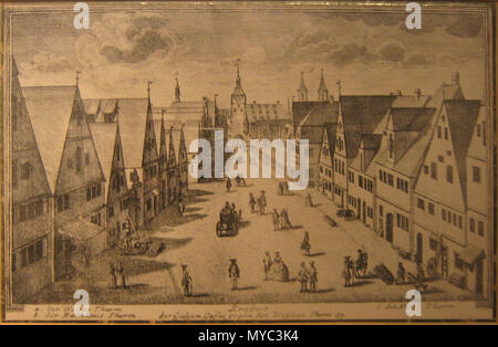 . Die Galgengasse à Rothenburg ob der Tauber mit Blick auf den Weissen Turm a. der Weisse Turm b. der Turm Rathaus c. der Turm Mariä A Rodt se touve 459 Historiengewoelbe - Galgengasse 6705 Banque D'Images