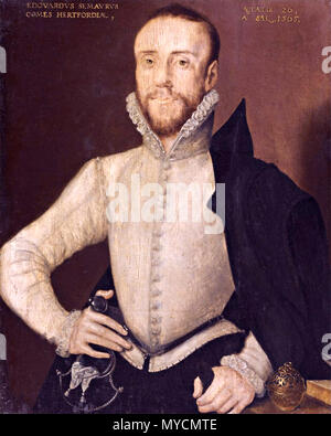 Edward Seymour, comte d'Hertford Edward Seymour (1539 - 1621), peinture de Hans Eworth Banque D'Images