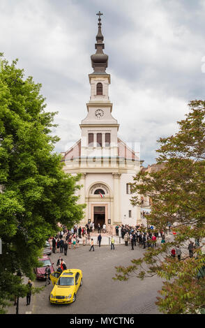 BUDAPEST, HONGRIE - Mai 03, 2014 : l'Église luthérienne de la colline du château de Budapest. Hongrie Banque D'Images
