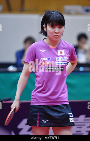 Kitakyushu (Japon). Credit : MATSUO. 7 juin, 2018. Miu Hirano (JPN) Tennis de Table : 2018 World Tour de l'ITTF, LION Japon Ouvrir Session de formation officielle à Kitakyushu Kitakyushu Général Gymnasium à Kitakyushu (Japon). Credit : MATSUO .K/AFLO SPORT/Alamy Live News Banque D'Images