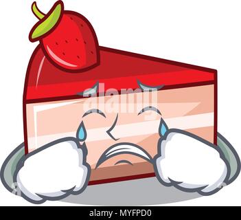 Pleurer strawberry cake mascot cartoon Illustration de Vecteur
