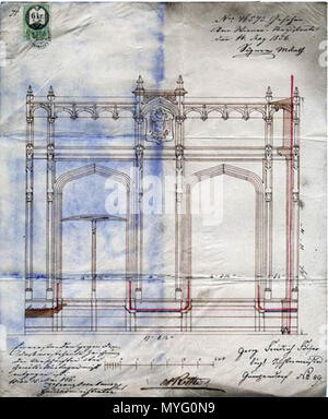 . Deutsch : Fassadenentwurf Georg Friedrich von Fischer, Tischlermeister aus Gaudenzdorf, aus dem Jahr 1856, für das Geschäftslokal von C. F. Rothe & Comp. 1856. Georg Friedrich Fischer 206 Georg Friedrich Fischer 001 Banque D'Images