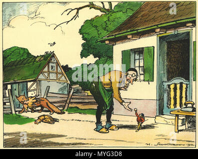 . English : Grimm, le voyage du Petit Poucet par Hermann Stockmann (1867-1938), 1925. 5 mai 1925. Hermann Stockmann (1867-1938) 220 Grimm,Le-voyage-du-petit-poucet-14 Banque D'Images