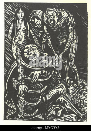 . Deutsch : 2. Holzschnitt aus dem Buch mit Holzschnitten "Walpurgisnacht" von Ernst Barlach nach dem Text aus Goethes Faust I . Ernst Barlach (1870 - 1938) 215,Goethe Barlach, Walpurgisnacht, Der Harfner Banque D'Images