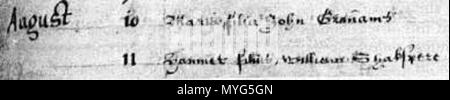 . Anglais : la mort de Shakespeare Hamnett notice. http://internetshakespeare.uvic.ca/Library/SLT/life/hamnetdeath.html . 8 février 2008 (date d'origine). À Wrad en.wikipedia 229 HamnetDeath Banque D'Images